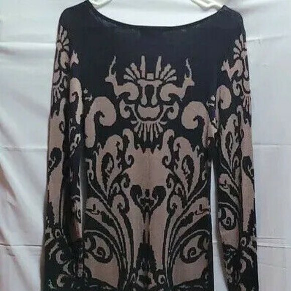 Papillon Demask Sweater Dress medium black and tan soft and lightweight - Picture 9 of 9